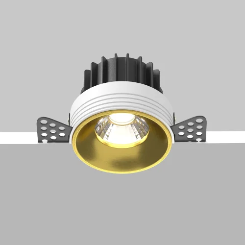 Светильник точечный LED Round DL058-12W4K-TRS-BS Maytoni латунь 1 лампа, основание белое в стиле хай-тек современный круглый для затирки фото 4